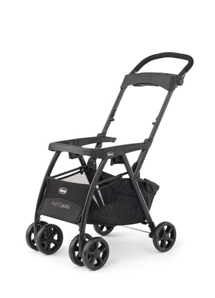 Chicco KeyFit Caddy Baby Stroller Frame with Adjustable Handle, Parent Tray | Accepts all Chicco infant car seats, compact travel stroller, under 12 lbs, all-wheel suspension, cup holders, Black/Black