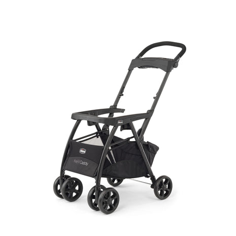 Chicco KeyFit Caddy Baby Stroller Frame with Adjustable Handle, Parent Tray | Accepts all Chicco infant car seats, compact travel stroller, under 12 lbs, all-wheel suspension, cup holders, Black/Black
