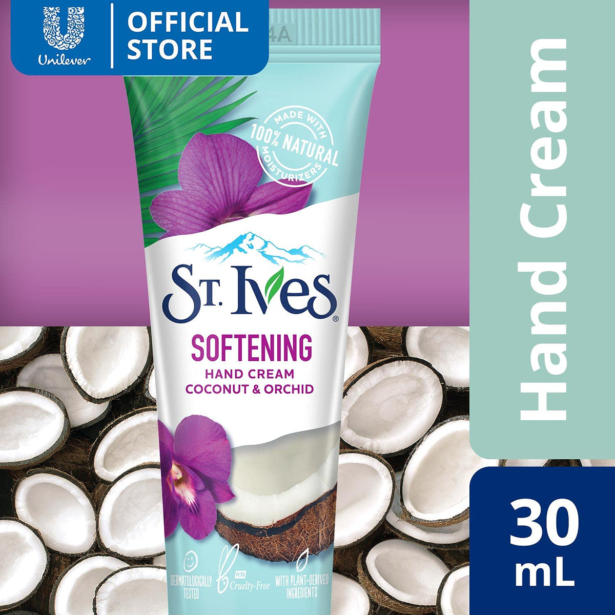 St. Ives Softening Coconut & Orchid Hand Cream | Made With 100% Natural Moisturizers For Soft & Glowing Hands | Travel Size, Paraben Free, Dermatologist Tested | (Imported) 30ml