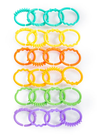 Bright Starts Lots of Links Rings Toys for Stroller or Carrier Seat, BPA-Free, Ages 0 Months Plus, Multicolor, 24 Count