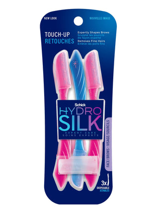 Schick Hydro Silk Touch-Up Dermaplaning Tool with Precision Cover, 3ct | Dermaplane Razor, Face Razors for Women, Peach Fuzz Remover
