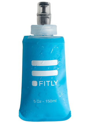 FITLY Soft Flask - 5 oz (150 ml)- Shrink As You Drink Pocket Soft Water Bottle for Hydration Pack/Running Vest- Folding Water Bottle for Running, Hiking, Cycling - Ski Water Bottles (FLASK150)