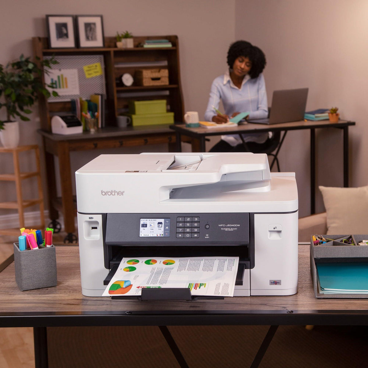 Brother MFC-J5340DW Professional Wireless Color Inkjet All-in-One Printer, 11" x 17" Ledger Printing, Fast 28ppm, Duplex, 250-Sheet Tray, Mobile & Cloud Ready, Works with Alexa
