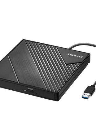 Amicool External DVD Drive USB 3.0 USB C CD Burner CD/DVD +/-RW Optical Drive, Slim Portable DVD CD ROM Rewriter Writer Duplicator for Laptop Desktop PC Windows 11/10/8/7 MacBook Mac Linux OS Apple