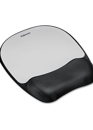 Fellowes Memory Foam Mouse Pad Wrist Rest 7 15/16 x 9 1/4 Black/Silver FEL9175801