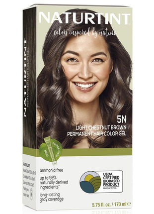 Naturtint 5N Light Chestnut Brown Permanent Hair Color (Pack of 1), Ammonia Free, Vegan, Cruelty Free, up to 100% Gray Coverage, Long Lasting Results (Packaging may vary)