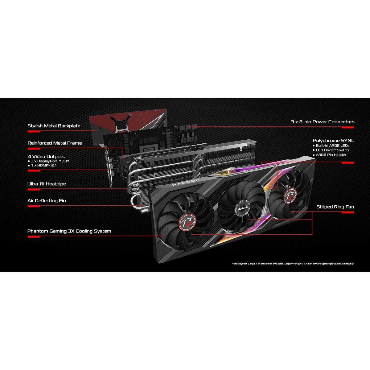 ASRock AMD Radeon RX 7900 XTX Phantom Gaming 24GB OC GDDR6 Graphics Card DisplayPort HDMI 384-Bit