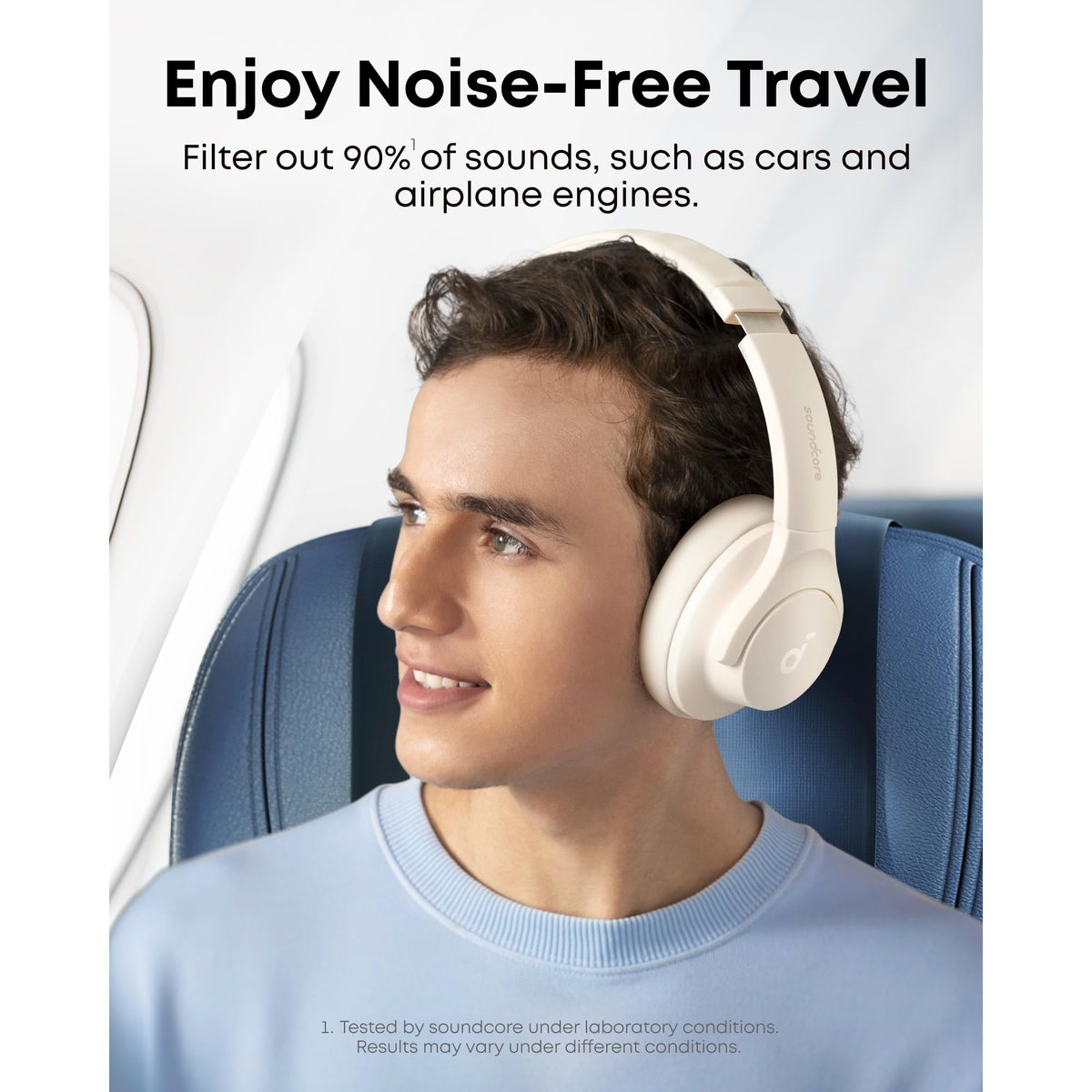Soundcore by Anker Q20i Hybrid Active Noise Cancelling Headphones, Wireless Over-Ear Bluetooth, 40H Long ANC Playtime, Hi-Res Audio, Big Bass, Customize via an App, Transparency Mode (White)