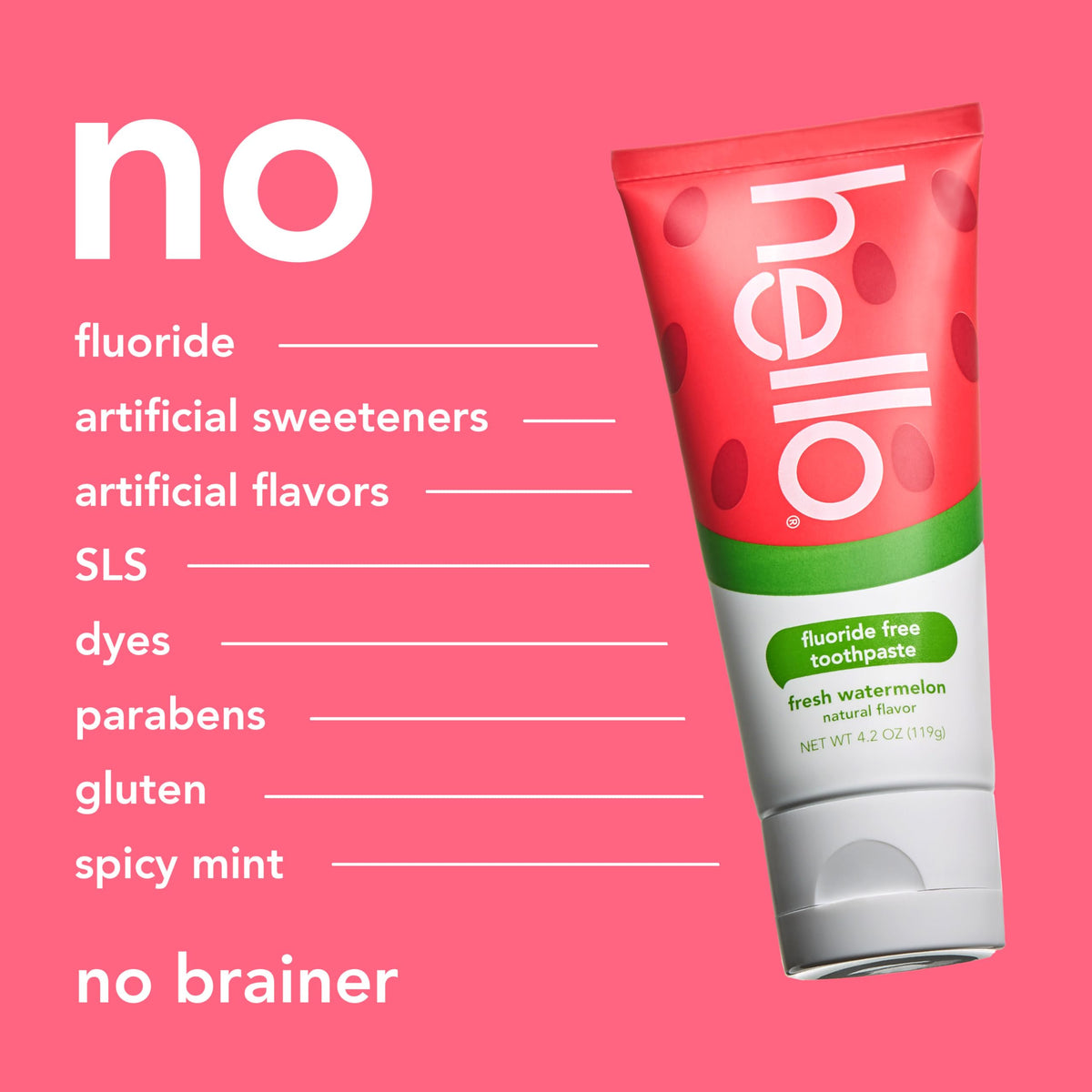 hello Fresh Watermelon Fluoride Free Kids Toothpaste, 4.2 Oz Tube