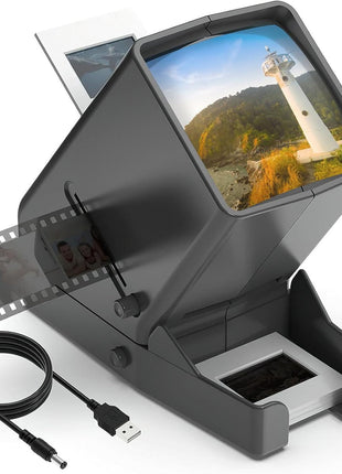 DIGITNOW 35mm Slide Viewer, 3X Magnification and Desk Top LED Lighted Illuminated Viewing and Battery Operation-for 35mm Slides & Positive Film Negatives 4AA Batteries Included