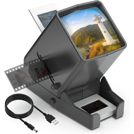 DIGITNOW 35mm Slide Viewer, 3X Magnification and Desk Top LED Lighted Illuminated Viewing and Battery Operation-for 35mm Slides & Positive Film Negatives 4AA Batteries Included