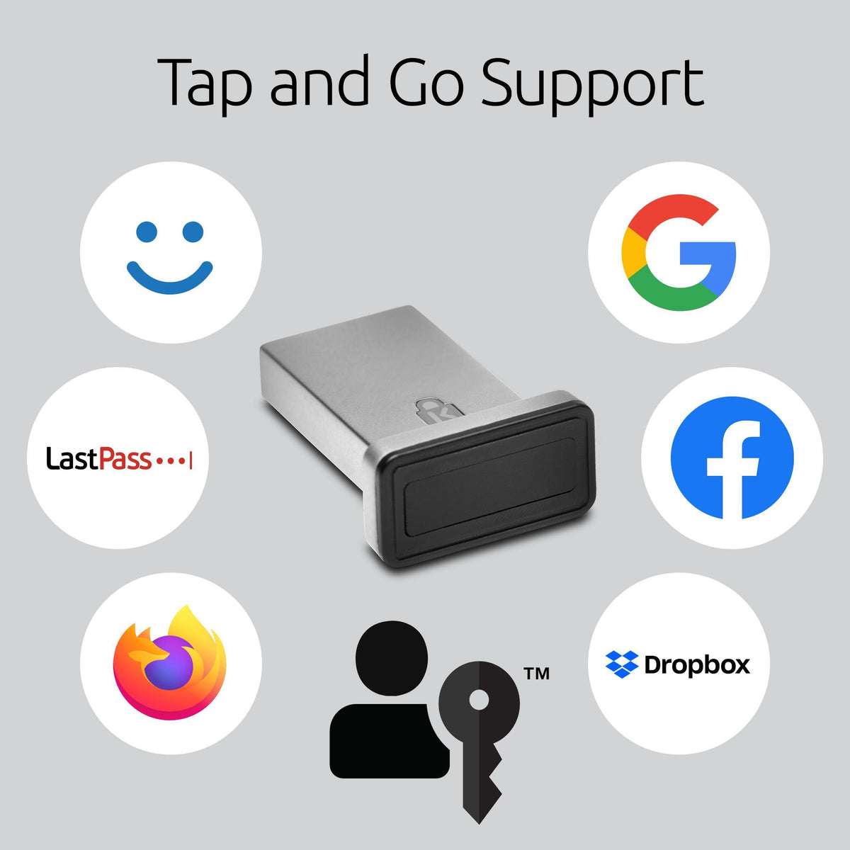 Kensington VeriMark™ Gen2 USB-A Fingerprint Key Reader - Windows Hello & Windows Hello for Business, Tap and Go, Anti-Spoofing (K64704WW)