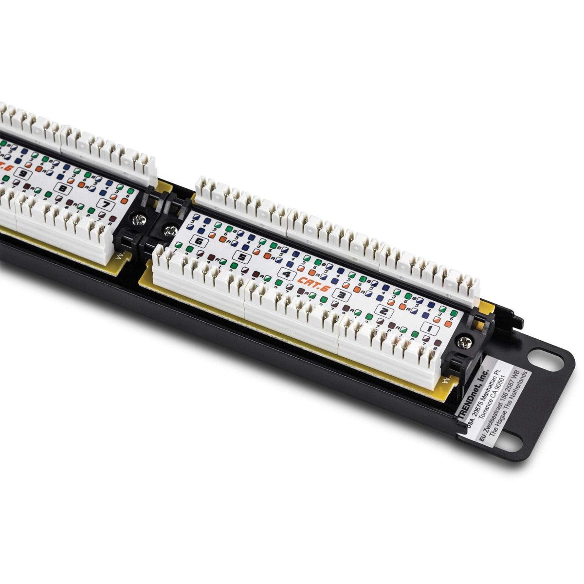 TRENDnet 24-Port Cat6 Unshielded Patch Panel, Wallmount or Rackmount, Compatible with Cat3,4,5,5e,6 Cabling, for Ethernet, Fast Ethernet, Gigabit Applications, Black, TC-P24C6 (Pack of 1)