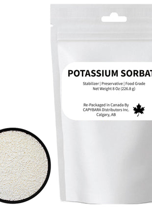 Potassium Sorbate Food Grade - 8 Oz (226.8 g) - Preservative Stabilizer for Winemaking Brewing Cider Mead Kombucha Soft Drinks Baking Cooking - Sold by CAPYBARA Distributors Inc.