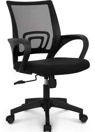 NEO CHAIR Office Desk Computer Chair Ergonomic Mesh Gaming Mid Back Seat with Comfy Lumbar Support Adjustable Height Swivel for Home Task (Black)