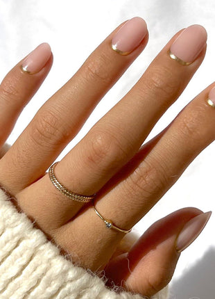 Glamnetic Press On Nails - Goal Digger | Glossy, Semi-Transparent, Short Round Nails, Reusable | 12 Sizes - 30 Nail Kit with Glue