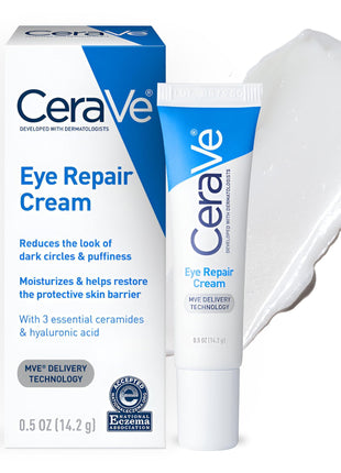 CeraVe Eye Repair Cream, Under Eye Cream For Puffiness And Bags Under Eyes, Hyaluronic Acid + Niacinamide + Marine Botanical Complex, Oil Free & Opthalmologist Tested
