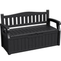 Greesum 80 Gallon Storage Bench Outdoor Deck Box with Armrest, Patio Furniture,Lockable, Waterproof and UV Resistant, Suitable for Garden, Pool, Black