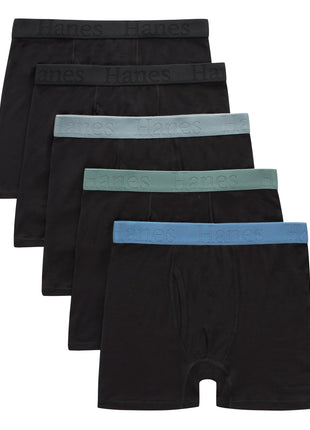 Hanes Ultimate Boys' Originals SuperSoft Boxer Brief Underwear, Viscose from Bamboo Fabric, Black, 5-Pack