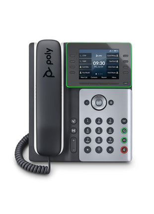 Poly Edge E320 IP Phone - Corded - Corded/Cordless - Bluetooth, NFC - 3 Multiple Conferencing - Desktop, Wall Mountable - White, Midnight Blue - VoIP - 3.5" LCD - 2 x Network (RJ-45) - PoE Ports
