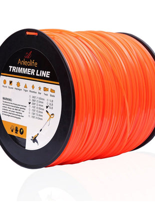 A ANLEOLIFE 5-Pound Commercial Square .095-Inch-by-1280-ft String Trimmer Line in Spool,with Built-in Line Cutter, Orange