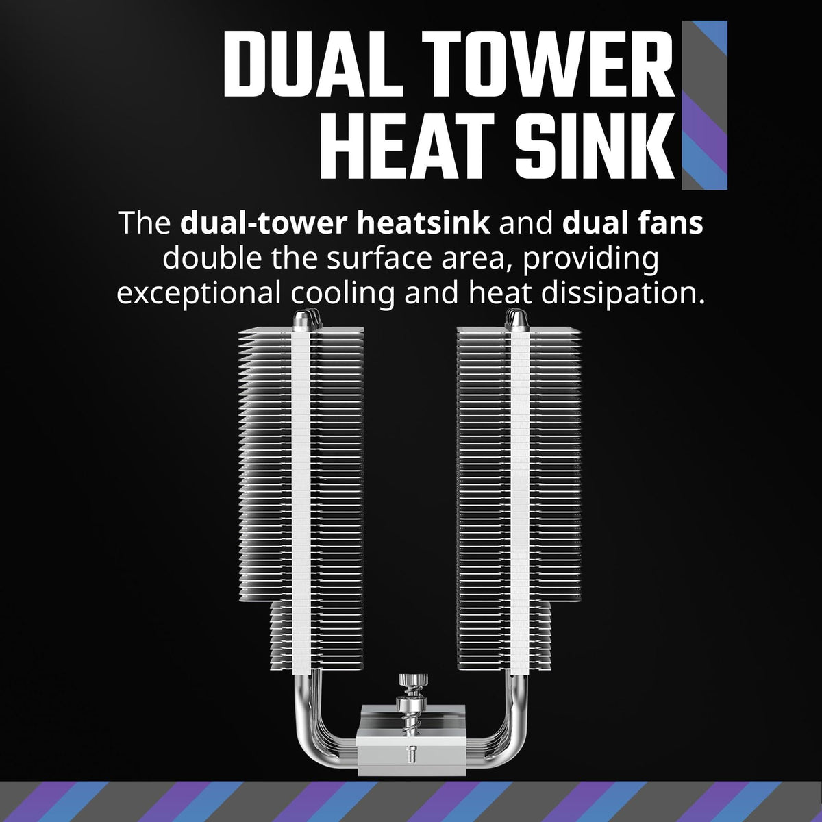 Cooler Master Hyper 620S Dual Tower CPU Air Cooler, ARGB Sync, 120mm PWM Fan, 6 Copper Direct Contact Heat Pipes, 154.9mm Tall Silver