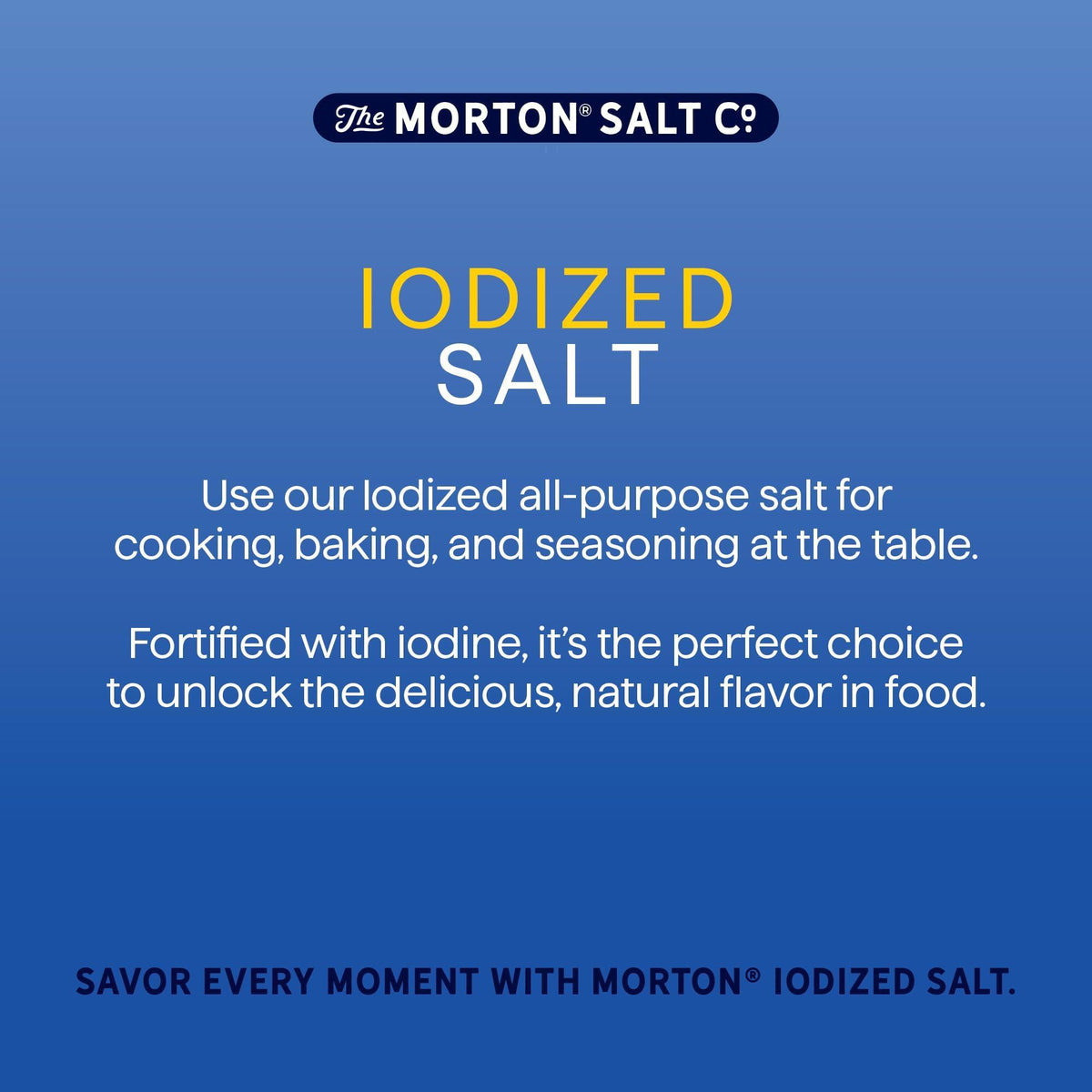 Morton Iodized Salt, All-Purpose, (26 oz), 2-Pack - All-Purpose, Perfect for Cooking & Table Use