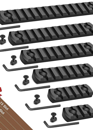 Bontok Single Picatinny Aluminum Accessory Rail Set 3 5 7 9 11 13 Slots with 13 T-Nuts & Screws, 6 Wrench-Rounded Corner