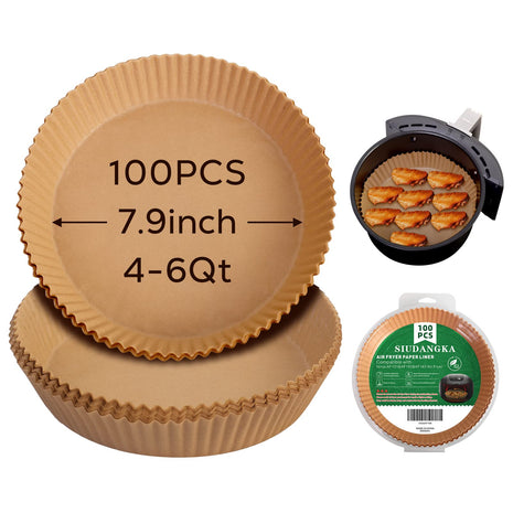 125Pcs Air Fryer Liners Disposable Parchment Paper for Ninja Air Fryer | Parchment Paper Liners for most 4-8QT AirFryer Basket, Air Fryer Accessories, BPA-Free, Heat Resistant 450°F, Non-Stick