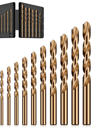 MACXCOIP Cobalt Drill Bit Set, 13Pcs M35 High Speed Steel Jobber Length Drill Bit Kit for Hardened Metal, Stainless Steel, Cast Iron, Wood and Plastic, with Index Storage Case, 1/16 inch-1/4 inch