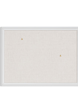 U Brands Farmhouse Linen Bulletin Board, 24 inch x 18 inch, White Wood Style Frame, Industrial Grade Pinning Surface