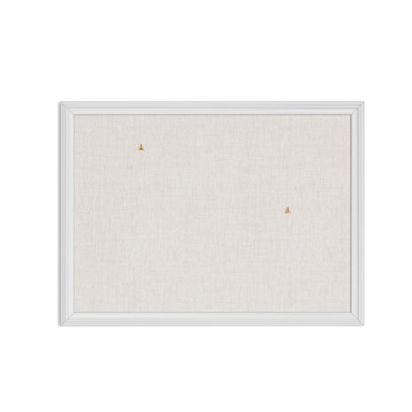 U Brands Farmhouse Linen Bulletin Board, 24 inch x 18 inch, White Wood Style Frame, Industrial Grade Pinning Surface