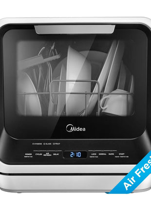 Midea MDC17P0ABB Portable Countertop Mini 1.32Gal Built-in Water Tank, No Hookup Needed, 6 Programs, 360° Dual Spray, 162°F High-Temp& Air-Refresh Function, Dishwasher for Apartments& RVs, Black