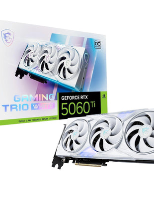 msi Gaming RTX 5060 Ti 8G, Trio OC White Graphics Card (8GB GDDR7,128-bit, Extreme Performance: 2662 MHz, DisplayPort x3 2.1a, HDMI 2.1b, NVIDIA Blackwell Architecture