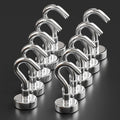 Magnetic Hooks 27 LBS (Pack of 10 Silver) - Heavy Duty Neodymium Hooks for Outdoor & Backyard Use - Strong Rare Earth Magnets for Cruise Cabins - Magnetic Hooks for Kitchen & Refrigerators
