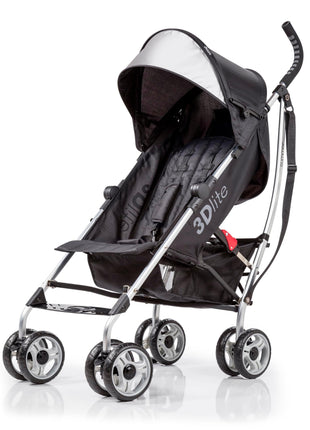 Bright Starts 3Dlite Convenience Stroller, Black - Lightweight Stroller, Large Seat Area, Mesh Siding, 4 Position Recline, Extra Large Storage Basket, Infant Stroller for Travel