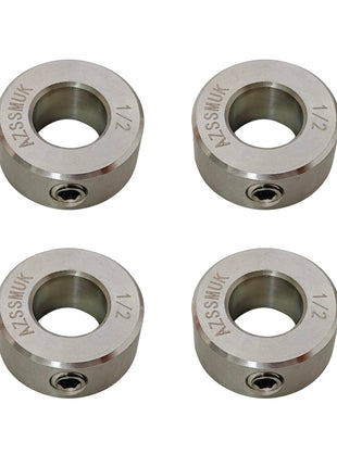 AZSSMUK 1/2 inch Bore Shaft Collars of Metal Stainless Steel w/Set Screw,4-Piece
