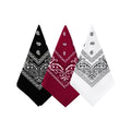Bycc Bynn 3 Pack 100% Cotton Paisley Bandanas Square Scarf Headwear (Black + Burgundy + White)