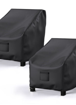 Patio Chair Covers for Outdoor Furniture Waterproof 2 Pack, Lawn Chair Covers 600D Heavy Duty Oxford Cloth, Large Covers for Lounge Lawn Deep Seat Black 38 inch W x 31 inch D x 29 inch H
