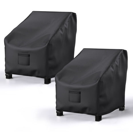Patio Chair Covers for Outdoor Furniture Waterproof 2 Pack, Lawn Chair Covers 600D Heavy Duty Oxford Cloth, Large Covers for Lounge Lawn Deep Seat Black 38 inch W x 31 inch D x 29 inch H