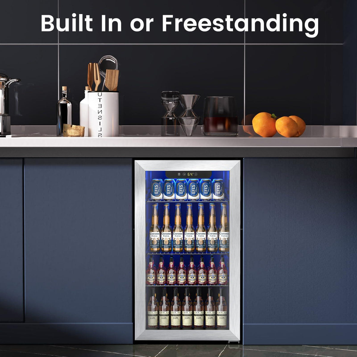 26 Bottle Wine Cooler Refrigerator, Small Freestanding Wine Fridge for Red, White and Champagne, Built-in Wine Cellar with Stainless Steel Glass Door, 40-66F Digital Temperature Control, Indoor Use