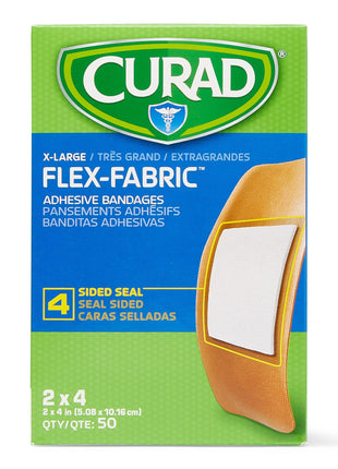CURAD Flex-Fabric Adhesive Bandages, X-Large 2x4, 50 Count