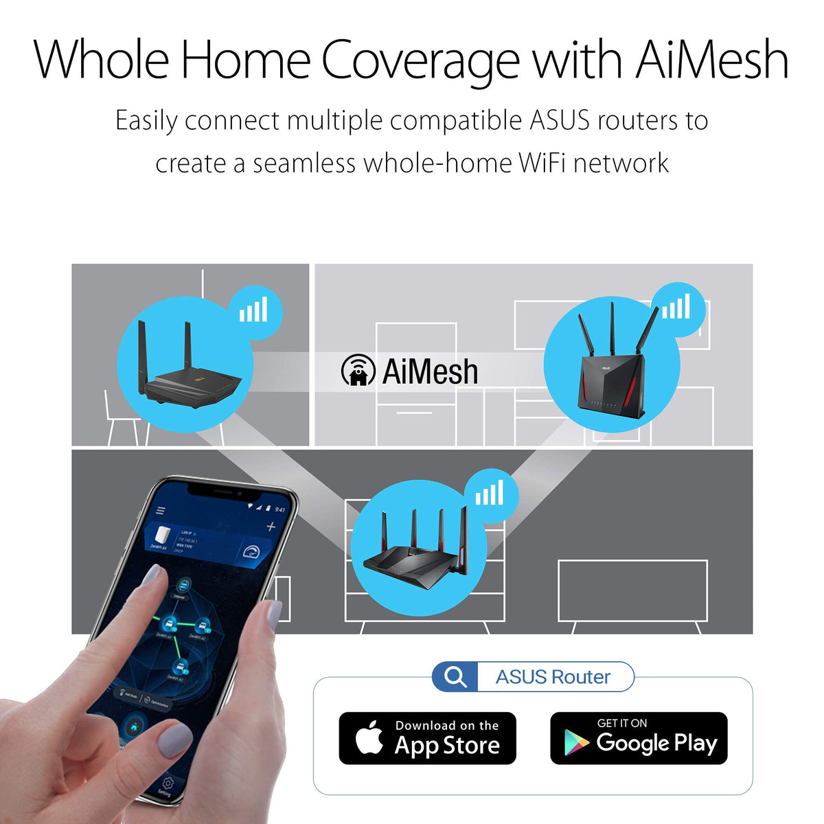 ASUS RT-AX55 AX1800 Dual Band WiFi 6 Gigabit Router, 802.11ax, Lifetime internet security, Parental Control, Mesh WiFi support, MU-MIMO, OFDMA, 4 Gigabit LAN Ports, Beamforming