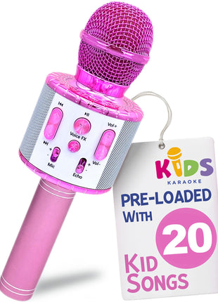 Move2Play, Kids Karaoke Microphone | Includes Pre-Loaded Songs & Bluetooth | Kids Birthday Party Gift | Toy for All Ages 2, 3, 4, 5, 6+ Year Old Girls, Boys & Toddlers