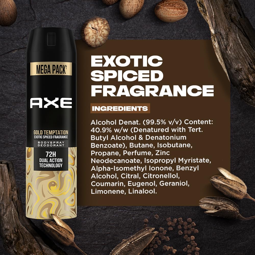 Axe Gold Temptation Long Lasting Deodorant Bodyspray For Men, 215ml