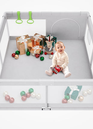 Fodoss Baby Playpen, 47×47in Playpen for Babies and Toddlers with Door | Baby Play Yard for Indoor & Outdoor, Soft Breathable Mesh, BPA-Free Oxford Fabric, Anti-Slip Suction Cups, Pull Rings