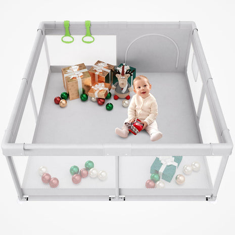 Fodoss Baby Playpen, 47×47in Playpen for Babies and Toddlers with Door | Baby Play Yard for Indoor & Outdoor, Soft Breathable Mesh, BPA-Free Oxford Fabric, Anti-Slip Suction Cups, Pull Rings