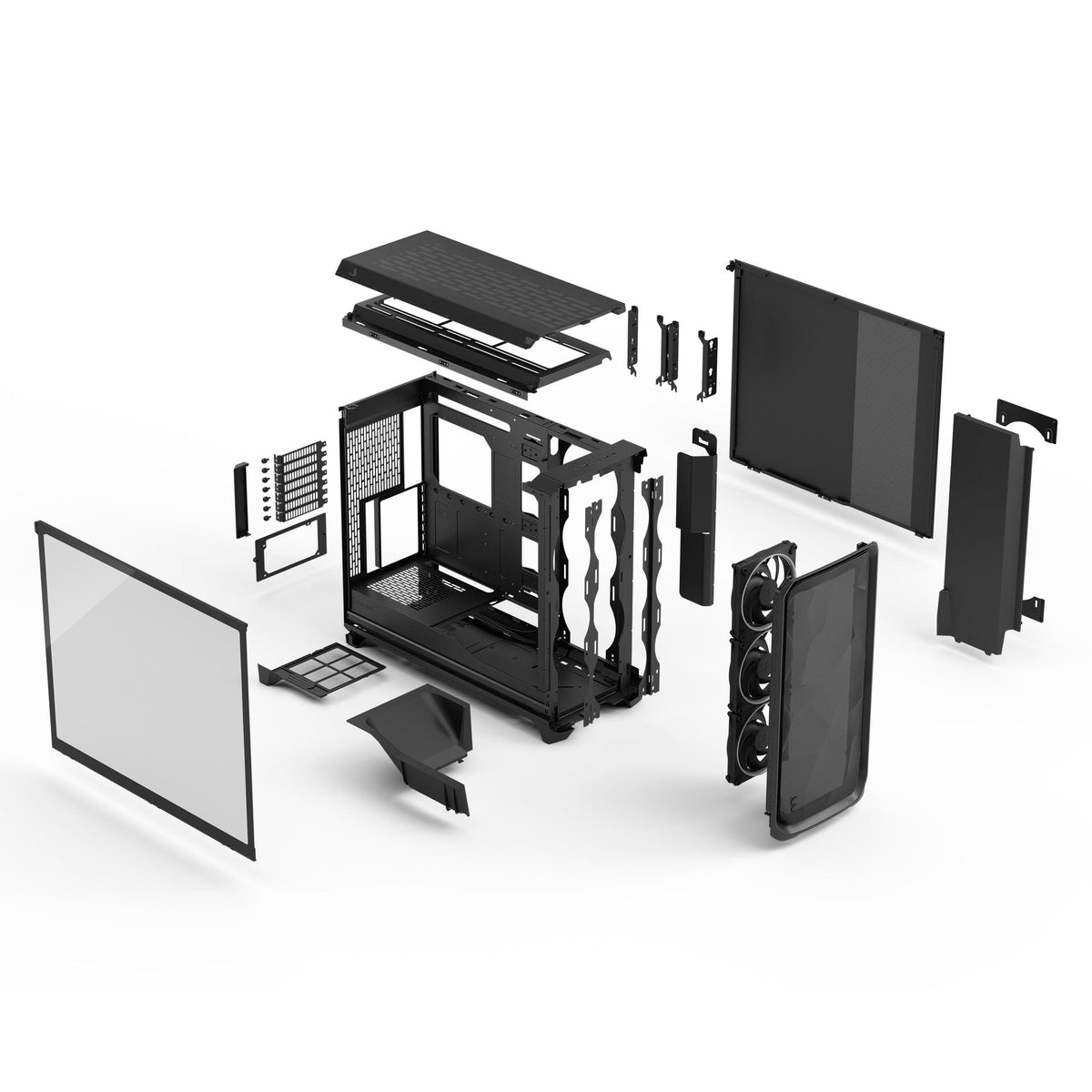 Fractal Design Meshify 3 XL Black RGB Tempered Glass Light Tint - High Airflow PC Gaming Case - Mesh Front Panel - Three ARGB Momentum 14 Gen 2 Fans Included - Spacious Interior - GPU up to 512mm