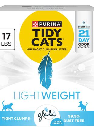 Purina Tidy Cats LightWeight With Glade Clear Springs Multi-Cat, Clumping, Low Dust, Scented Cat litter - 17 lb. Box