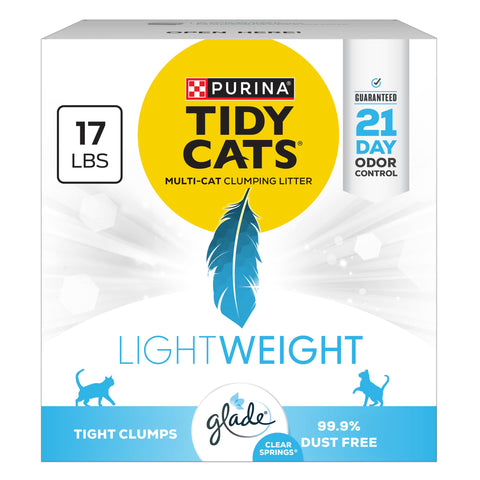 Purina Tidy Cats LightWeight With Glade Clear Springs Multi-Cat, Clumping, Low Dust, Scented Cat litter - 17 lb. Box
